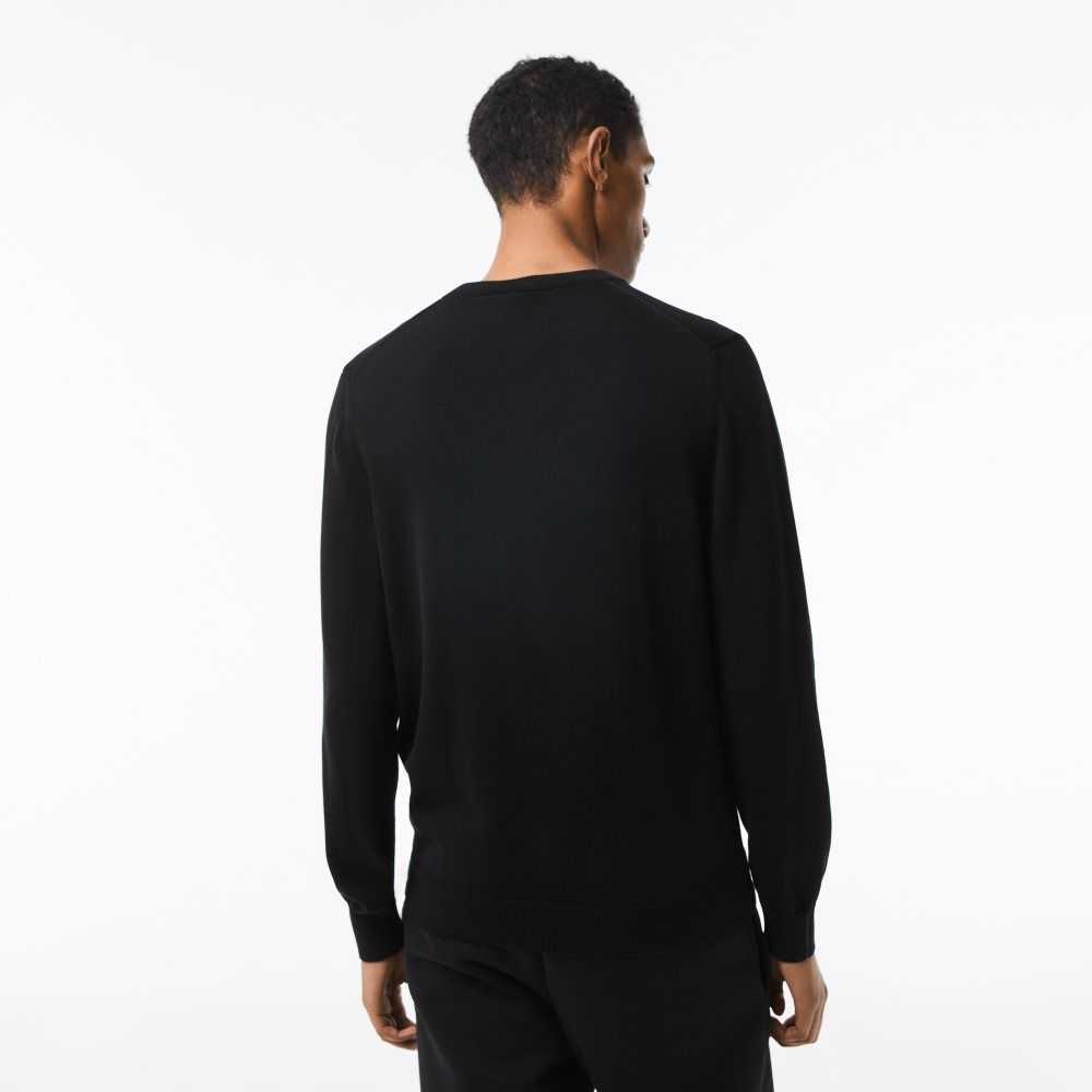 Lacoste V-Neck Organic Pamuklu Siyah | KM6510739