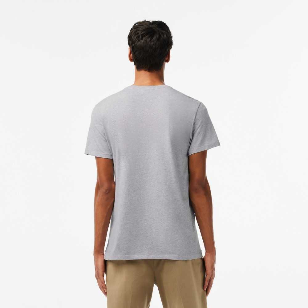 Lacoste V-Neck Pima Pamuklu Jersey Gri | SE8209561