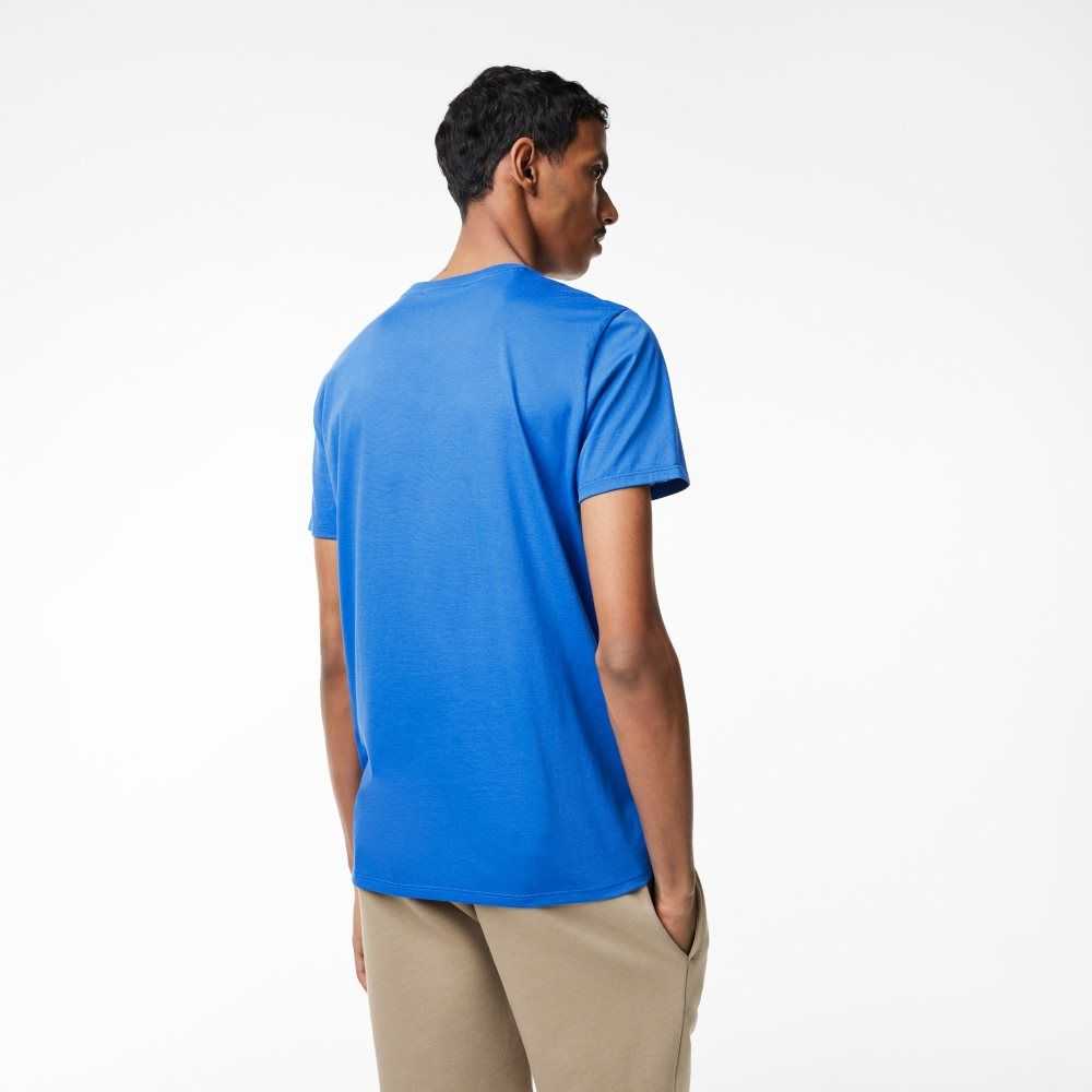 Lacoste V-Neck Pima Pamuklu Jersey Mavi | CE2189546