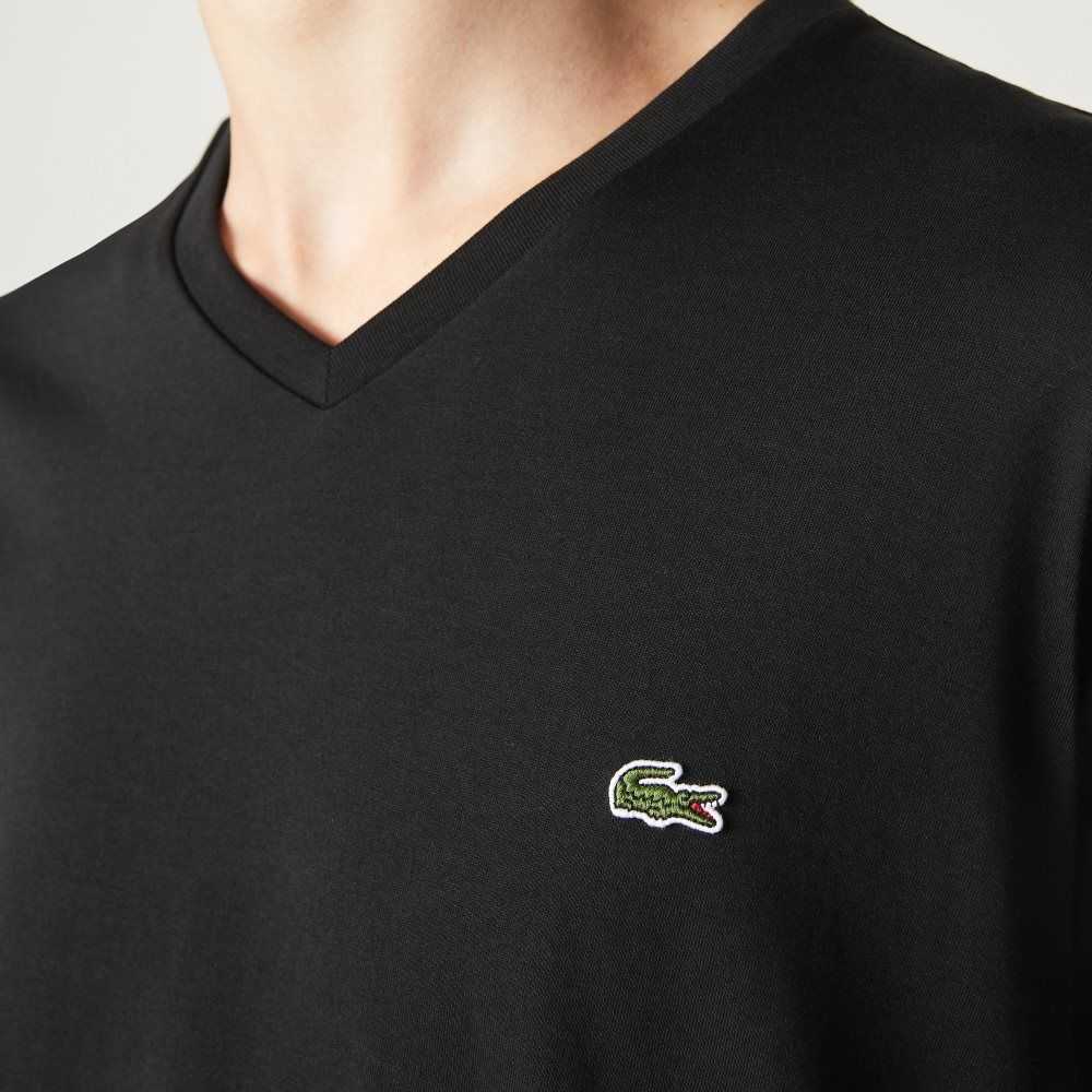 Lacoste V-Neck Pima Pamuklu Jersey Siyah | LP0471592