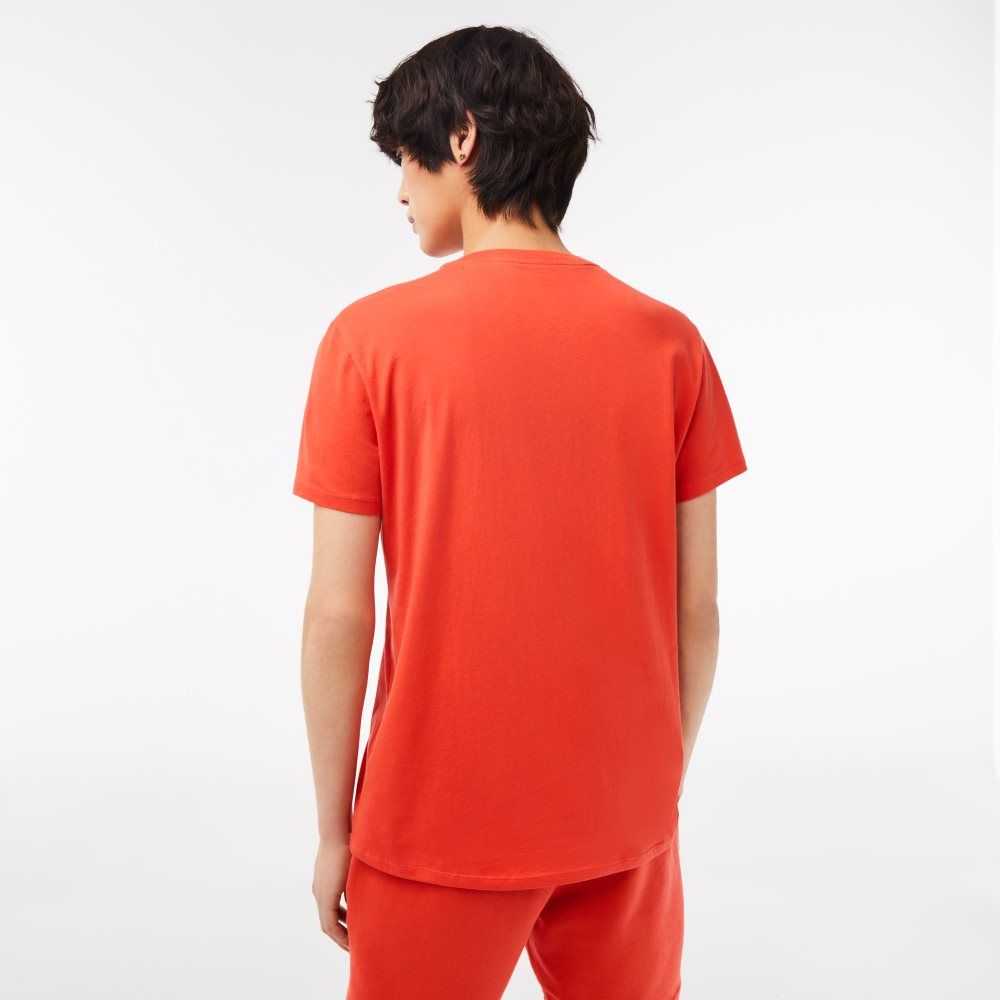 Lacoste V-Neck Pima Pamuklu Jersey Turuncu | OU3925146